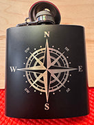 Engraved Black Hip Flask with Funnel