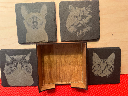 Slate Coasters with Storage Box