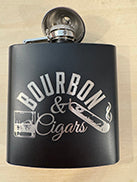 Engraved Black Hip Flask with Funnel