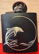 Engraved Black Hip Flask with Funnel